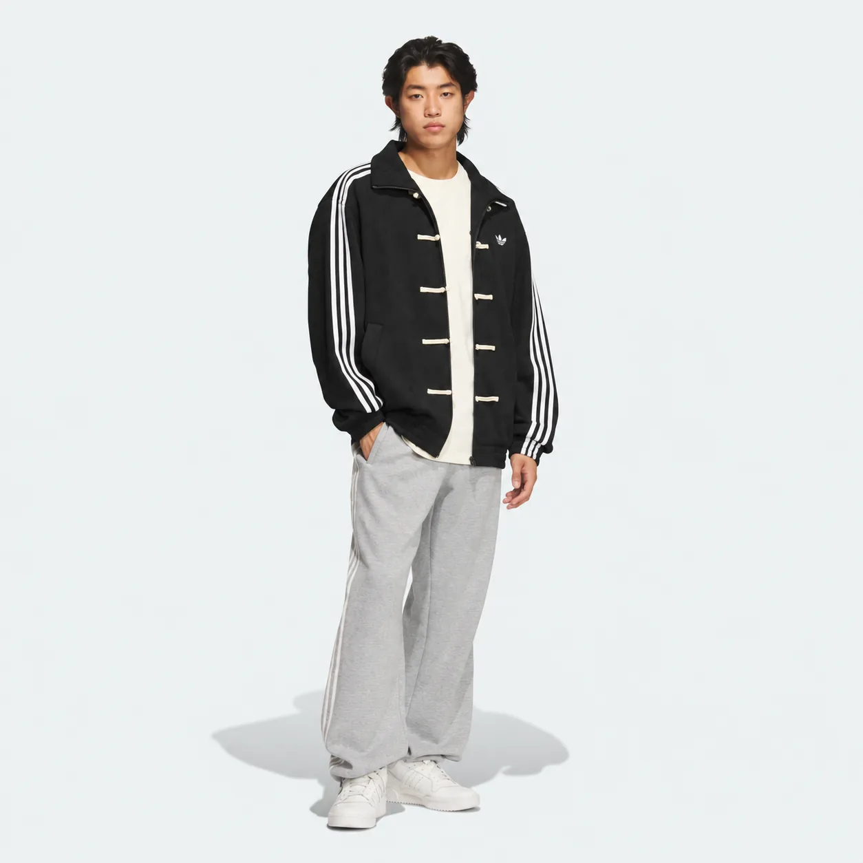 Chinese New Year Jacket Black, on model, full