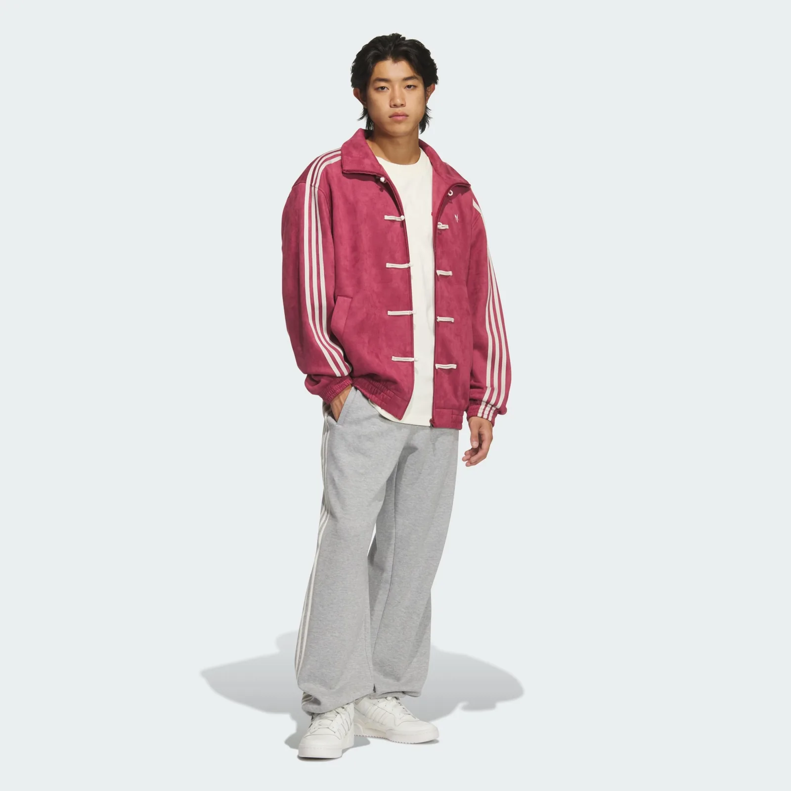 Chinese New Year Jacket Collegiate Burgundy, on model, full