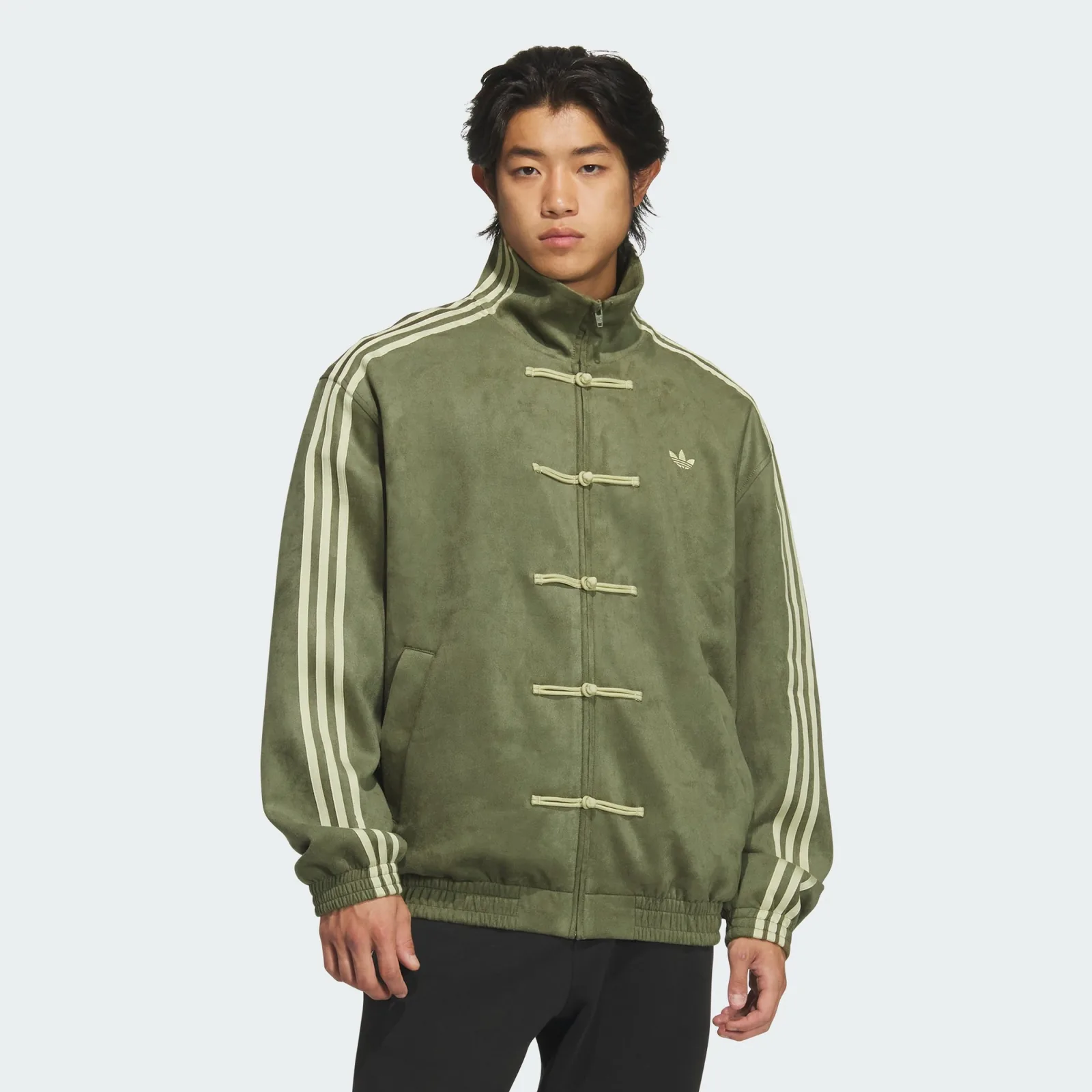 Chinese New Year Jacket Focus Olive, on model, side