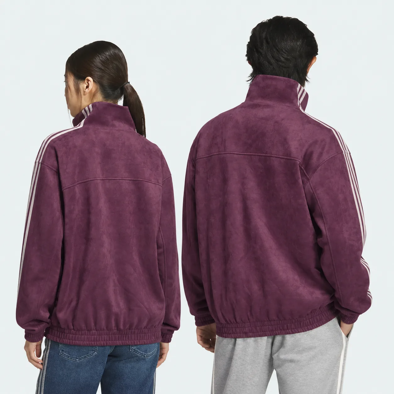 Chinese New Year Jacket Wine Purple, on model, front