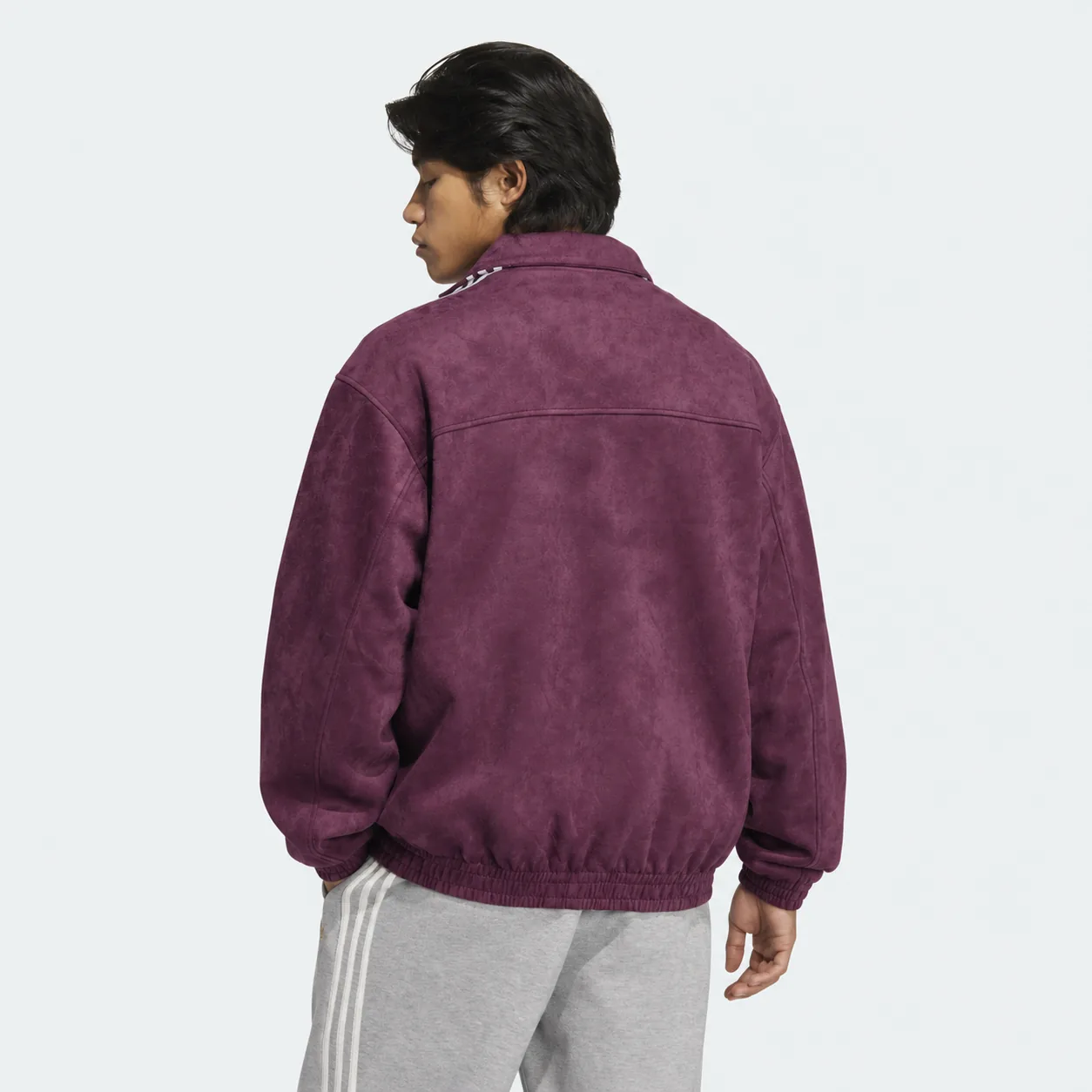Chinese New Year Jacket Wine Purple, on model, detail