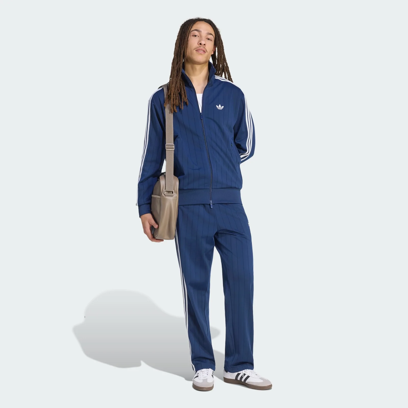 Adidas Firebird Drop Needle Jacket Blue, on model, full