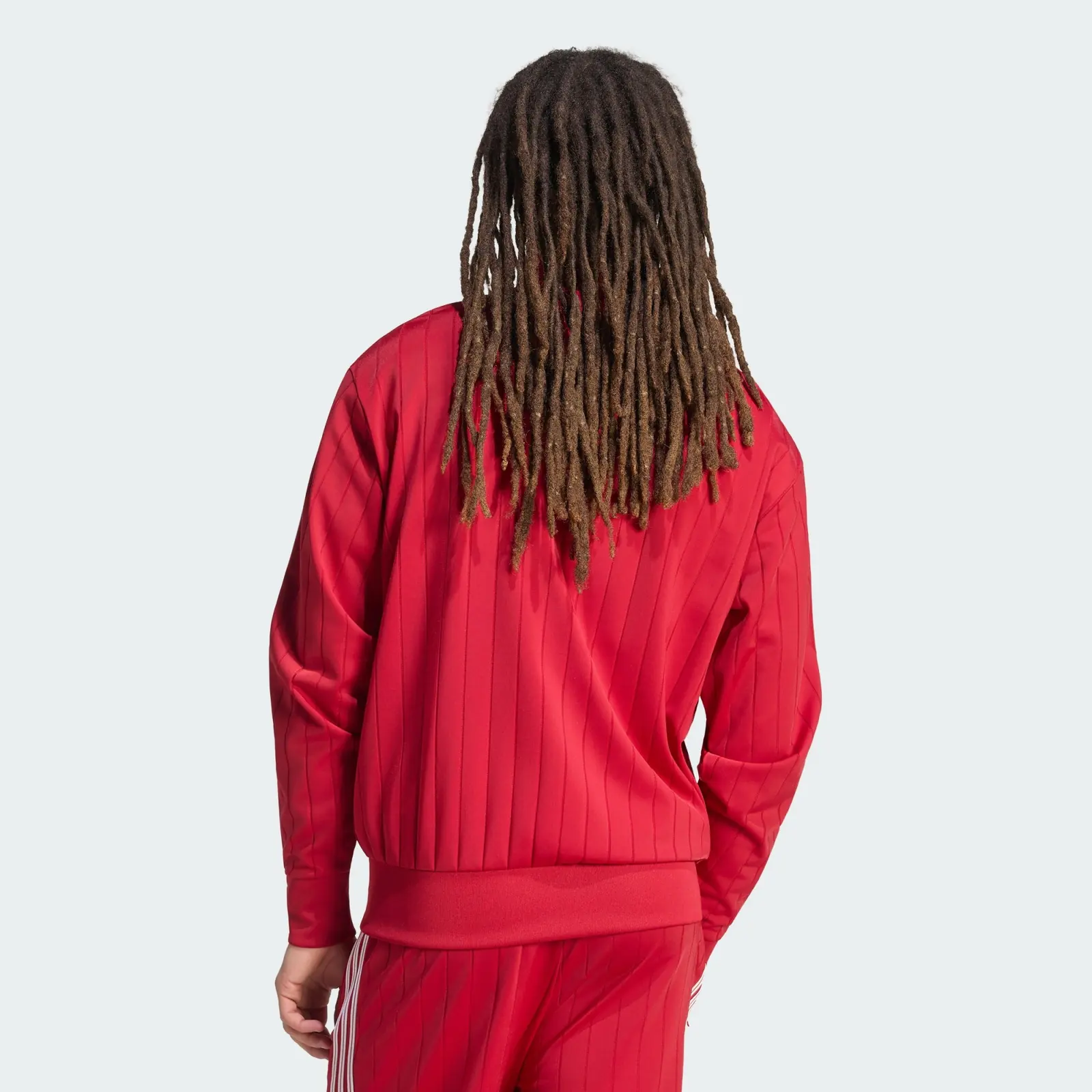 Adidas Firebird Drop Needle Jacket Burgundy, on model, back