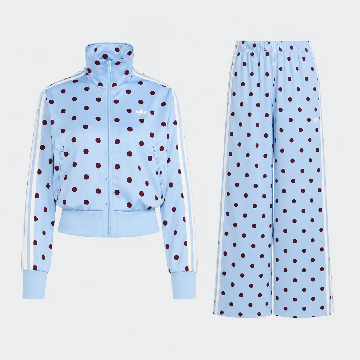 Adidas Satin Polka Dots Kit Clear Sky, on model, front