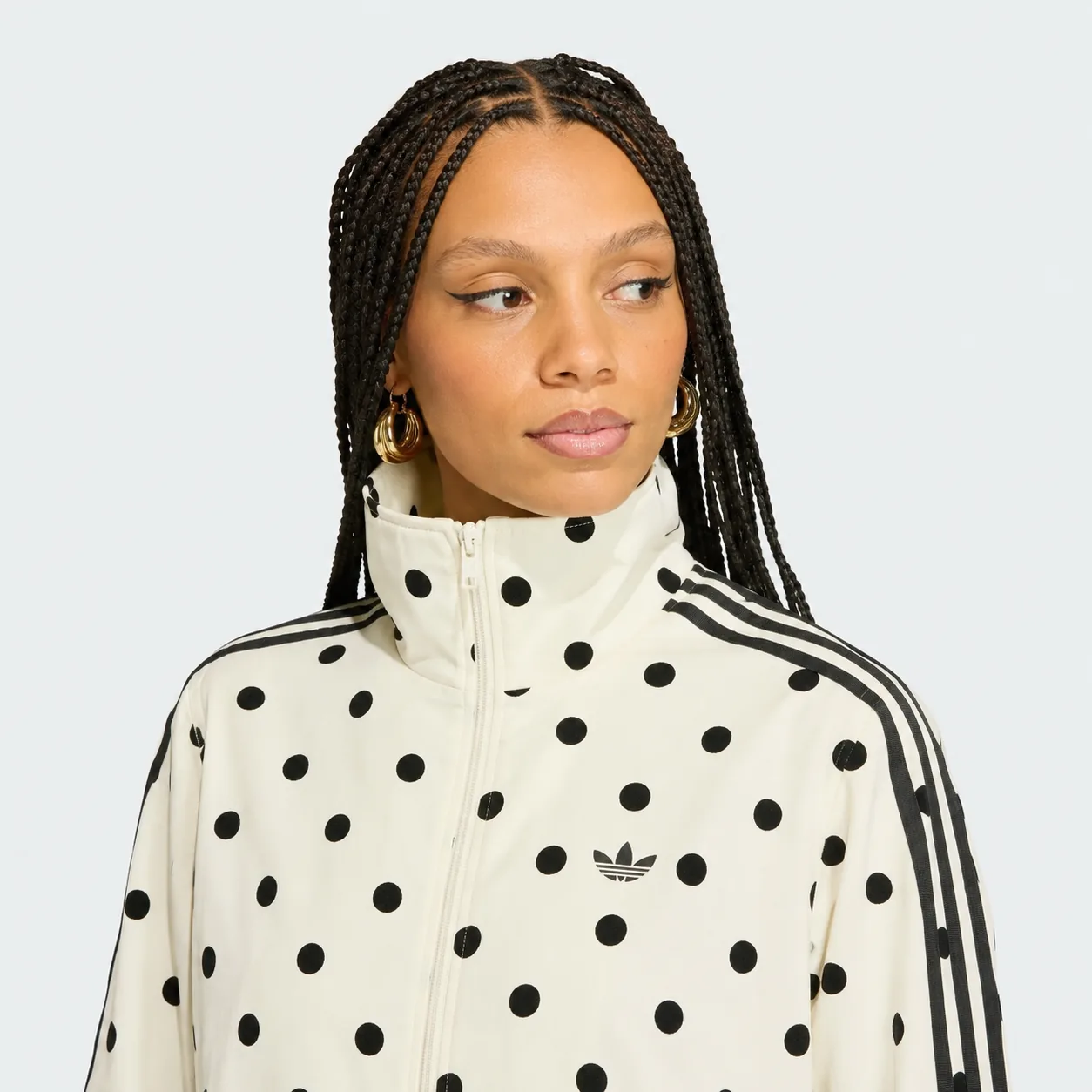 Adidas Satin Polka Dots Kit Off White, on model, front