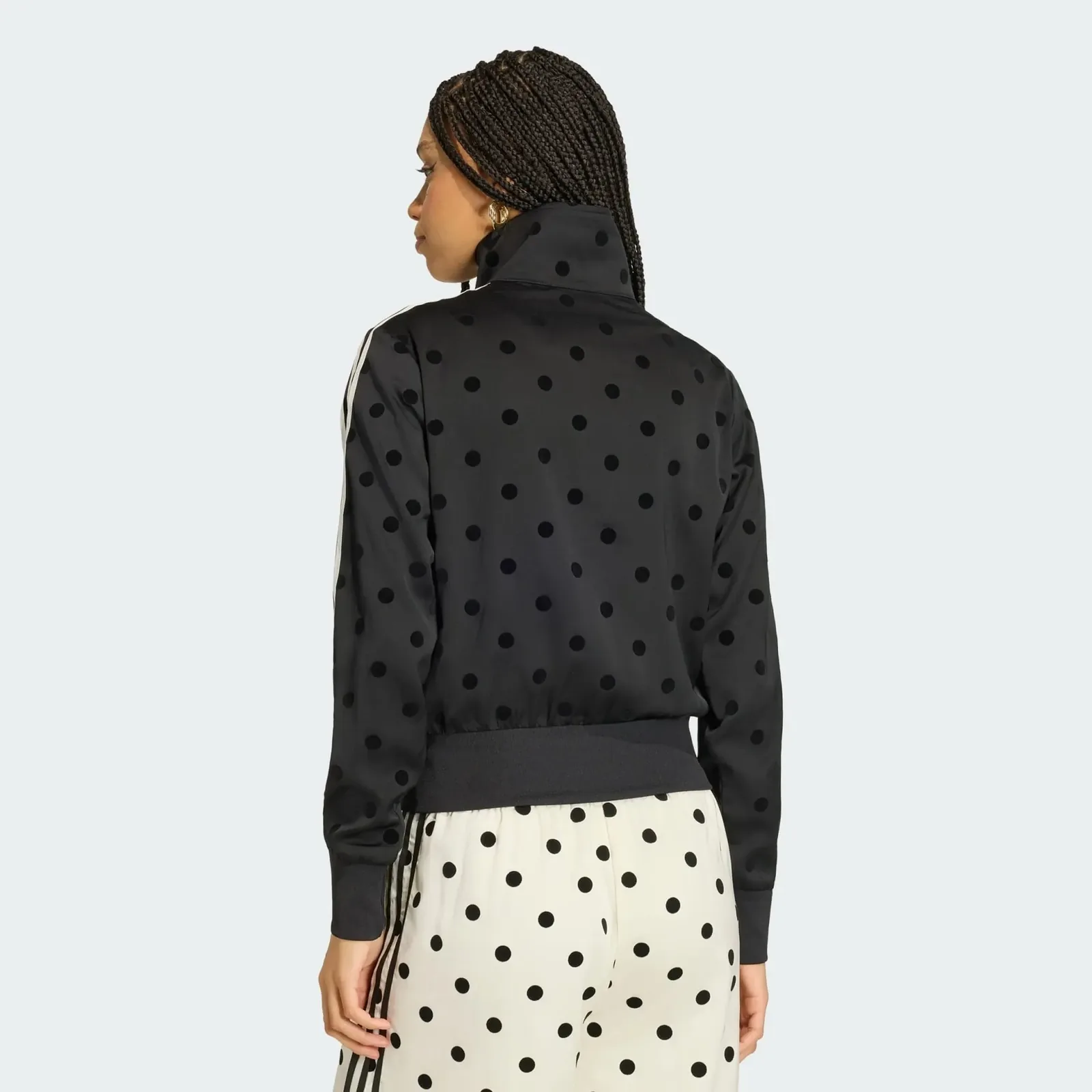 Adidas Satin Polka Dots Track Top Black, on model, back