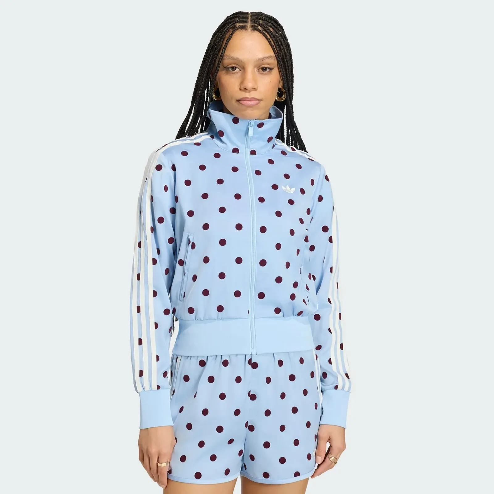 Adidas Satin Polka Dots Track Top Clear Sky