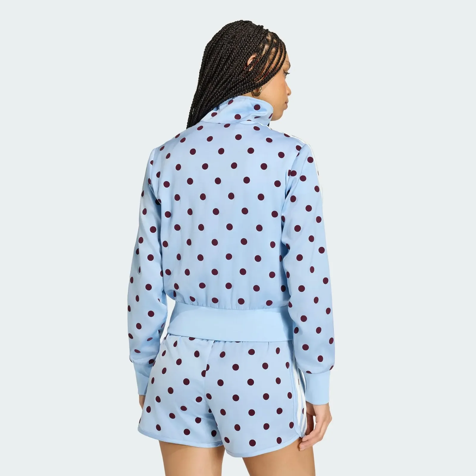 Adidas Satin Polka Dots Track Top Clear Sky, on model, back
