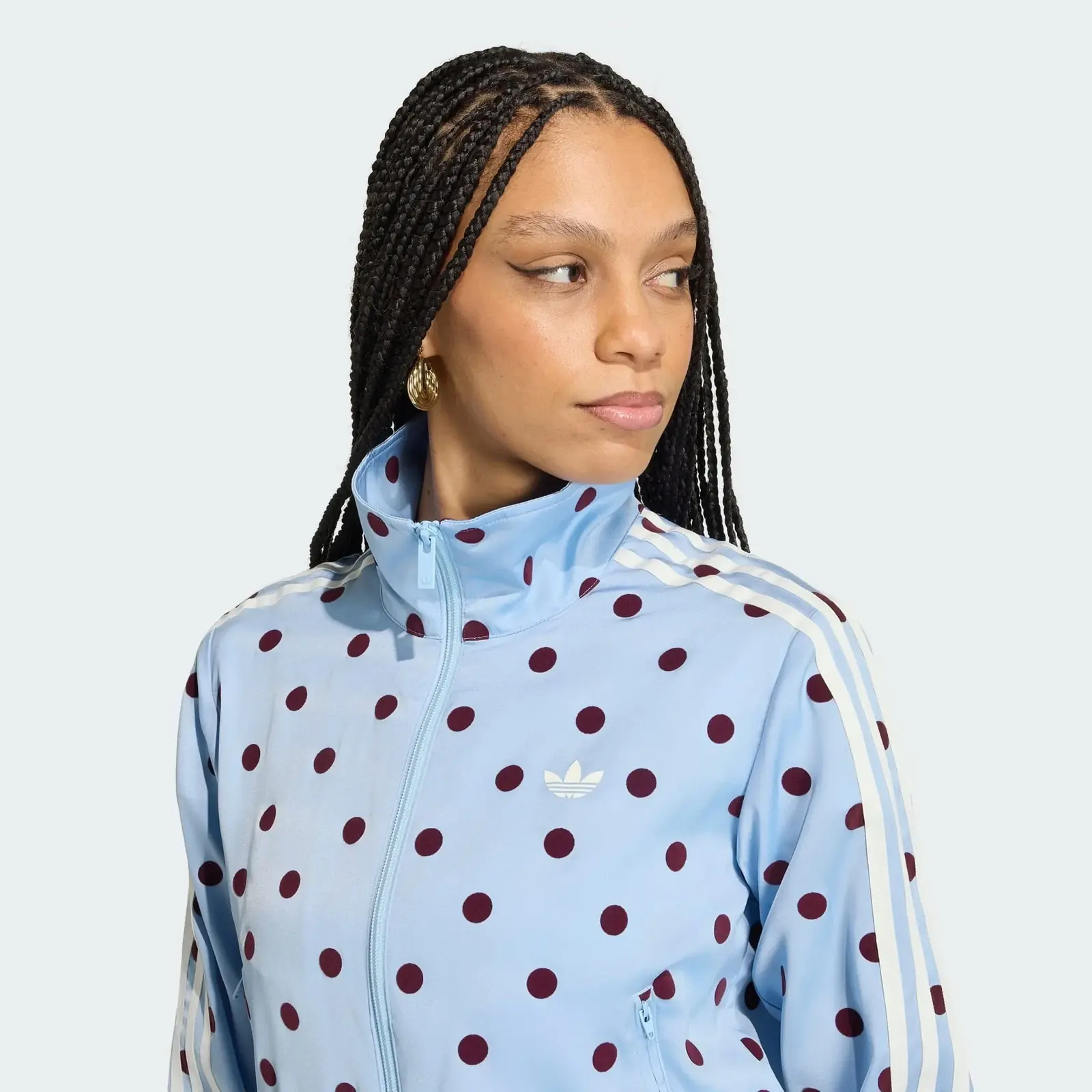 Adidas Satin Polka Dots Track Top Clear Sky, detail