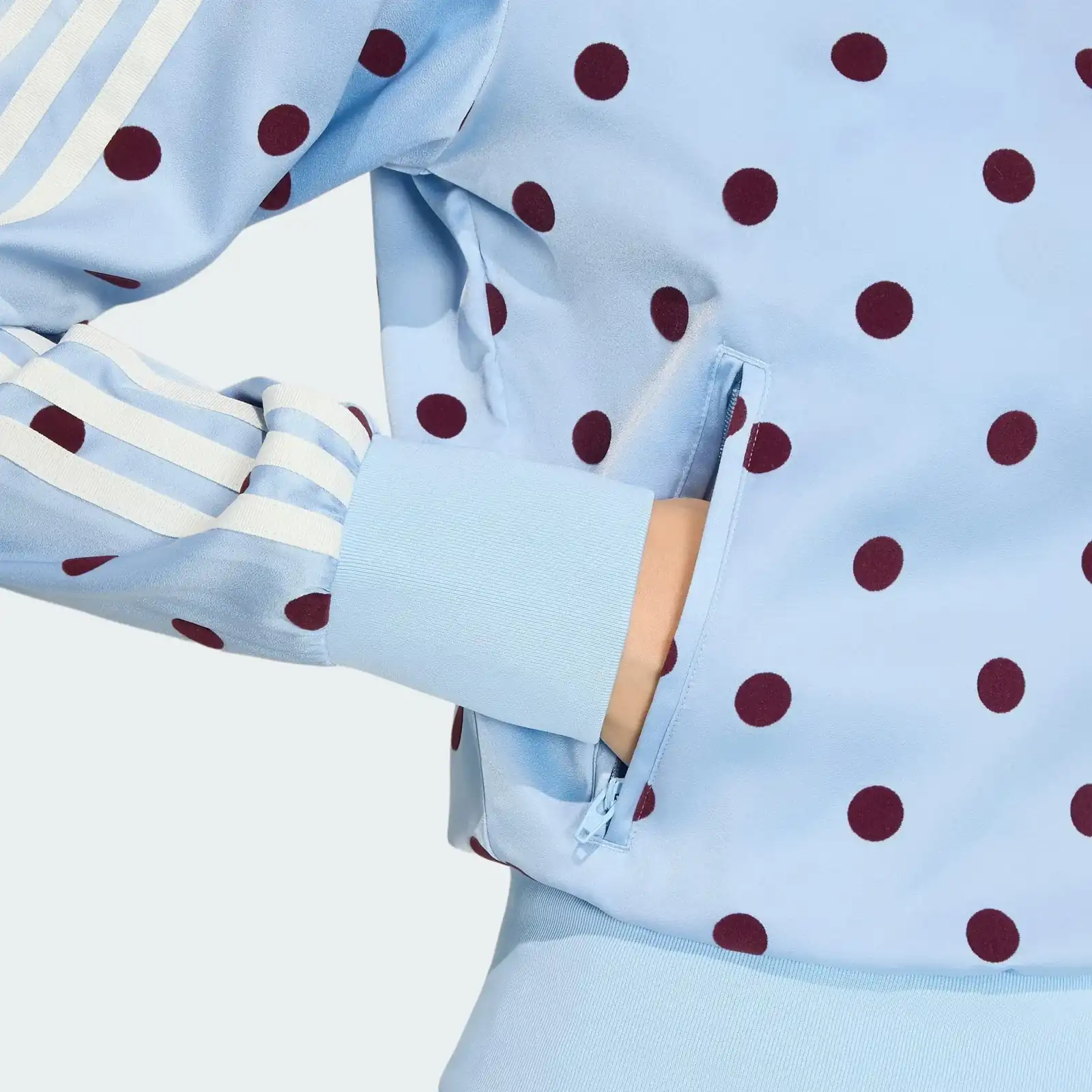 Adidas Satin Polka Dots Track Top Clear Sky, detail