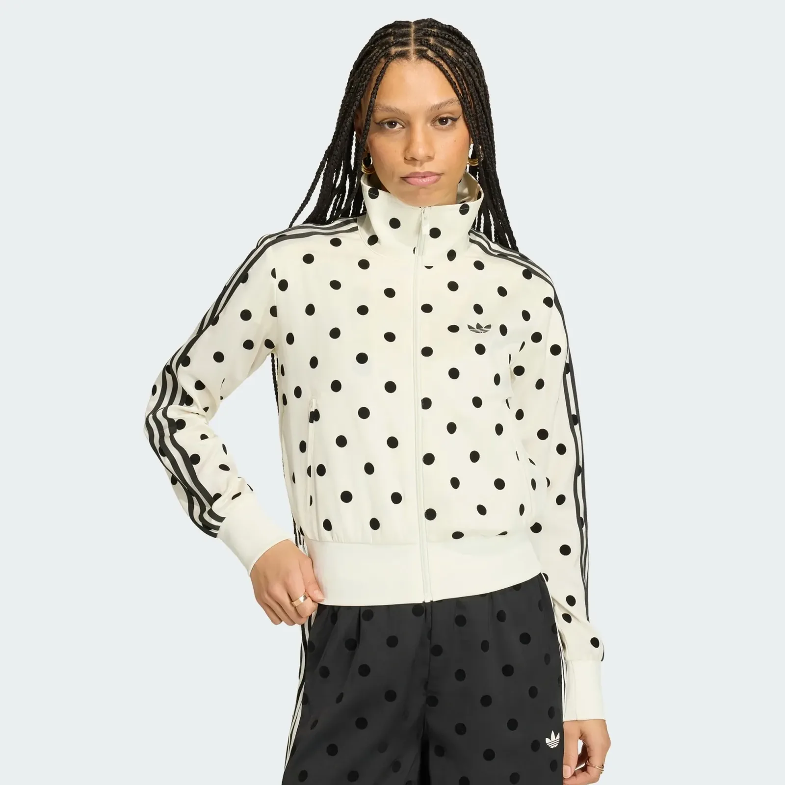 Adidas Satin Polka Dots Track Top Off White