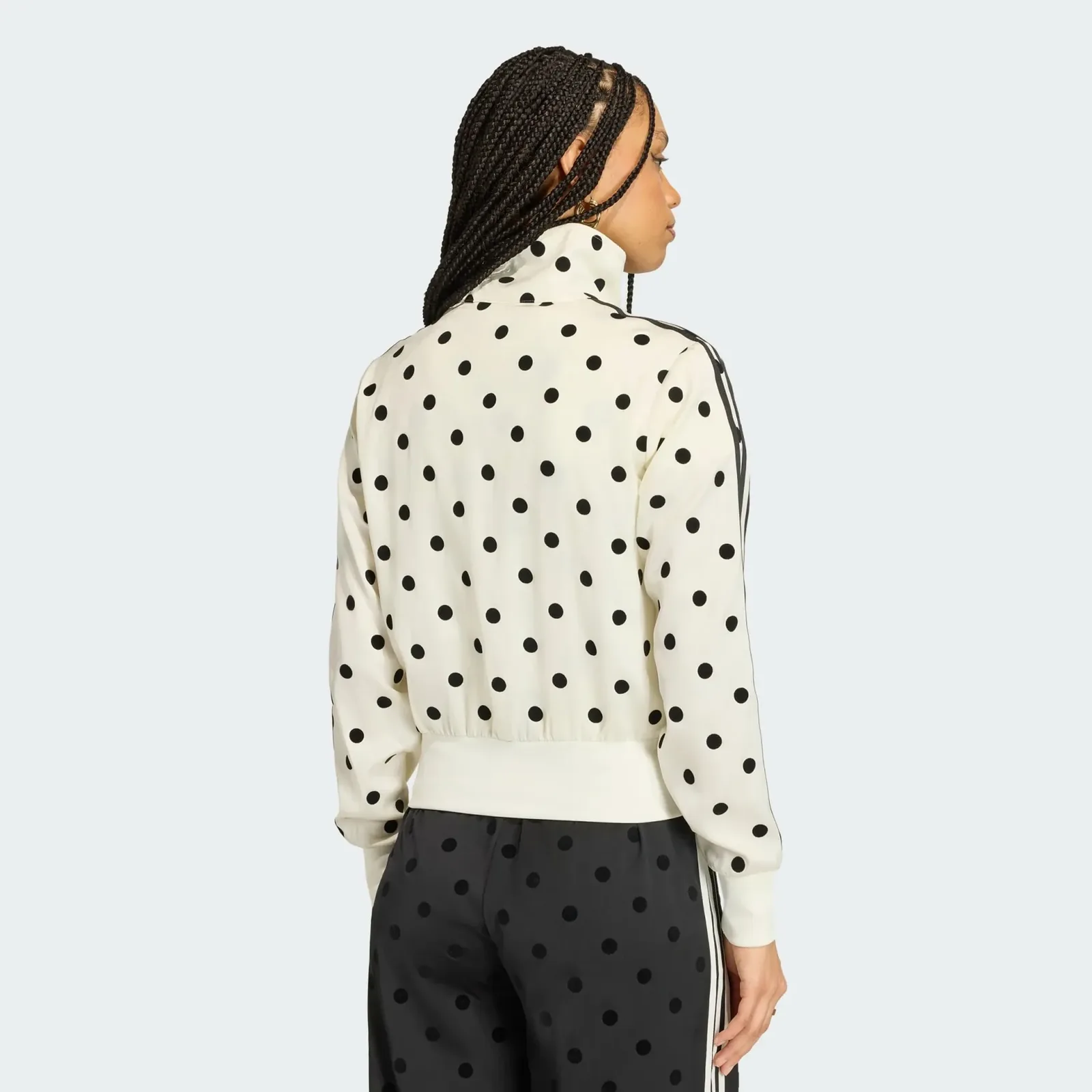 Adidas Satin Polka Dots Track Top Off White, on model, back