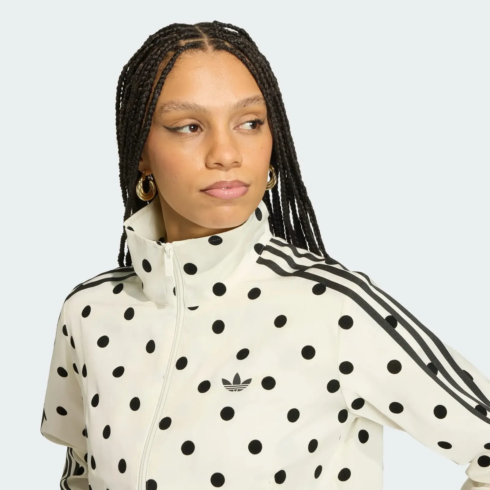 Adidas Satin Polka Dots Track Top Off White, detail