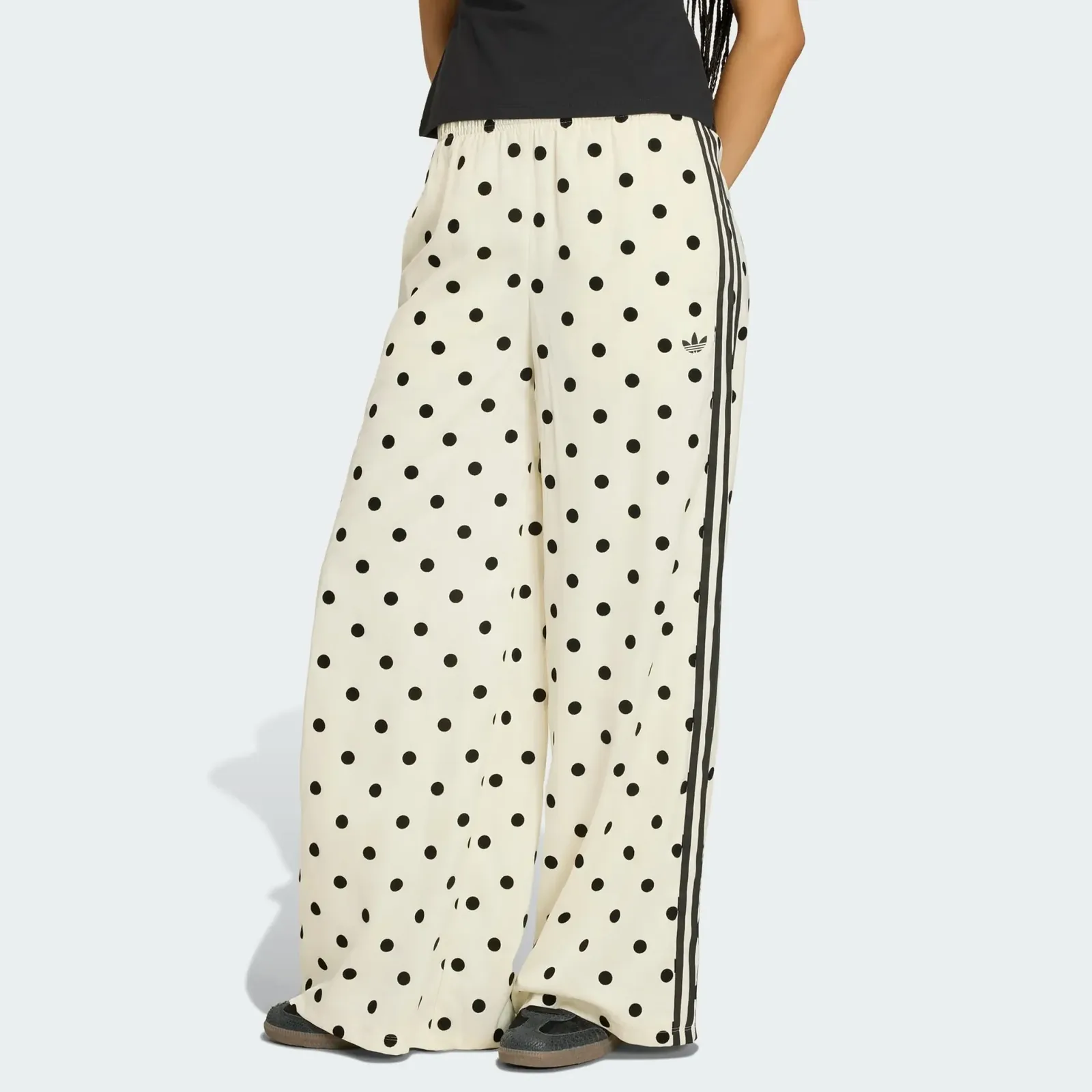 Adidas Satin Polka Dots Wide Leg Pant Off White