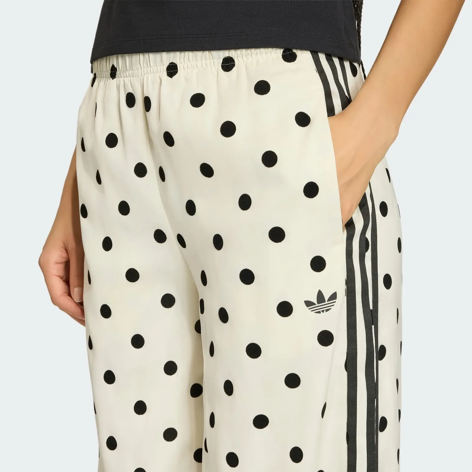 Adidas Satin Polka Dots Wide Leg Pant Off White, detail