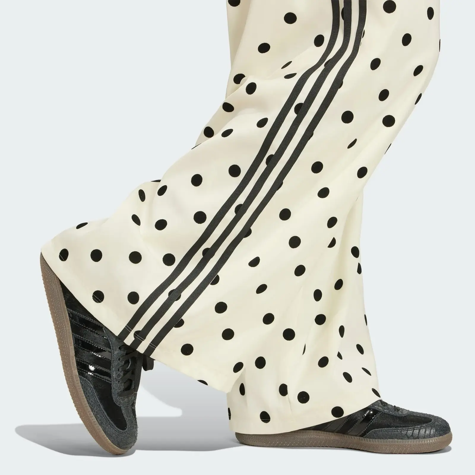 Adidas Satin Polka Dots Wide Leg Pant Off White, detail