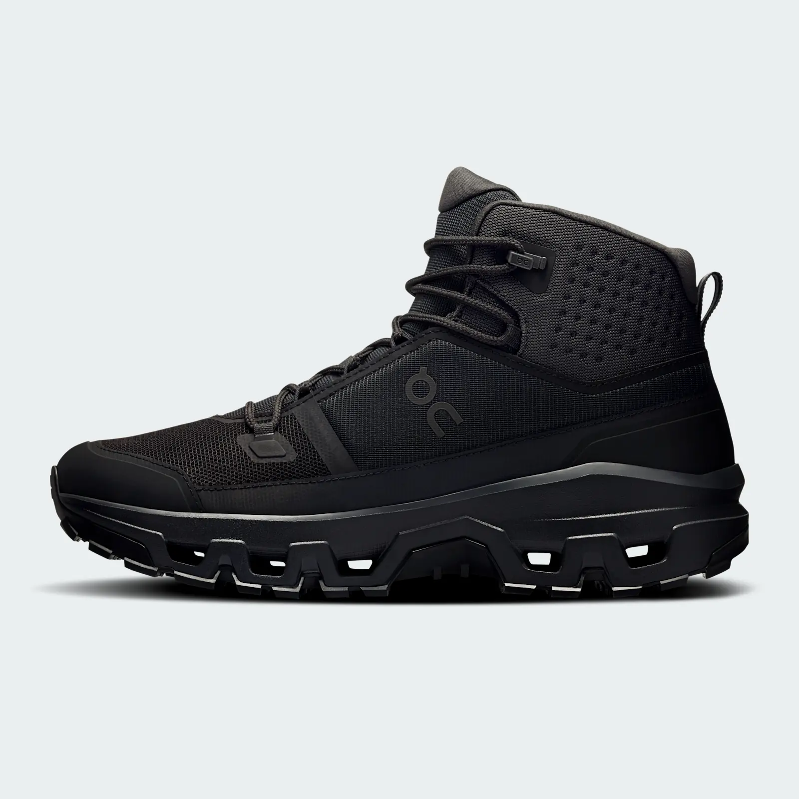 On Cloudrock Mid Waterproof Black Black, medial