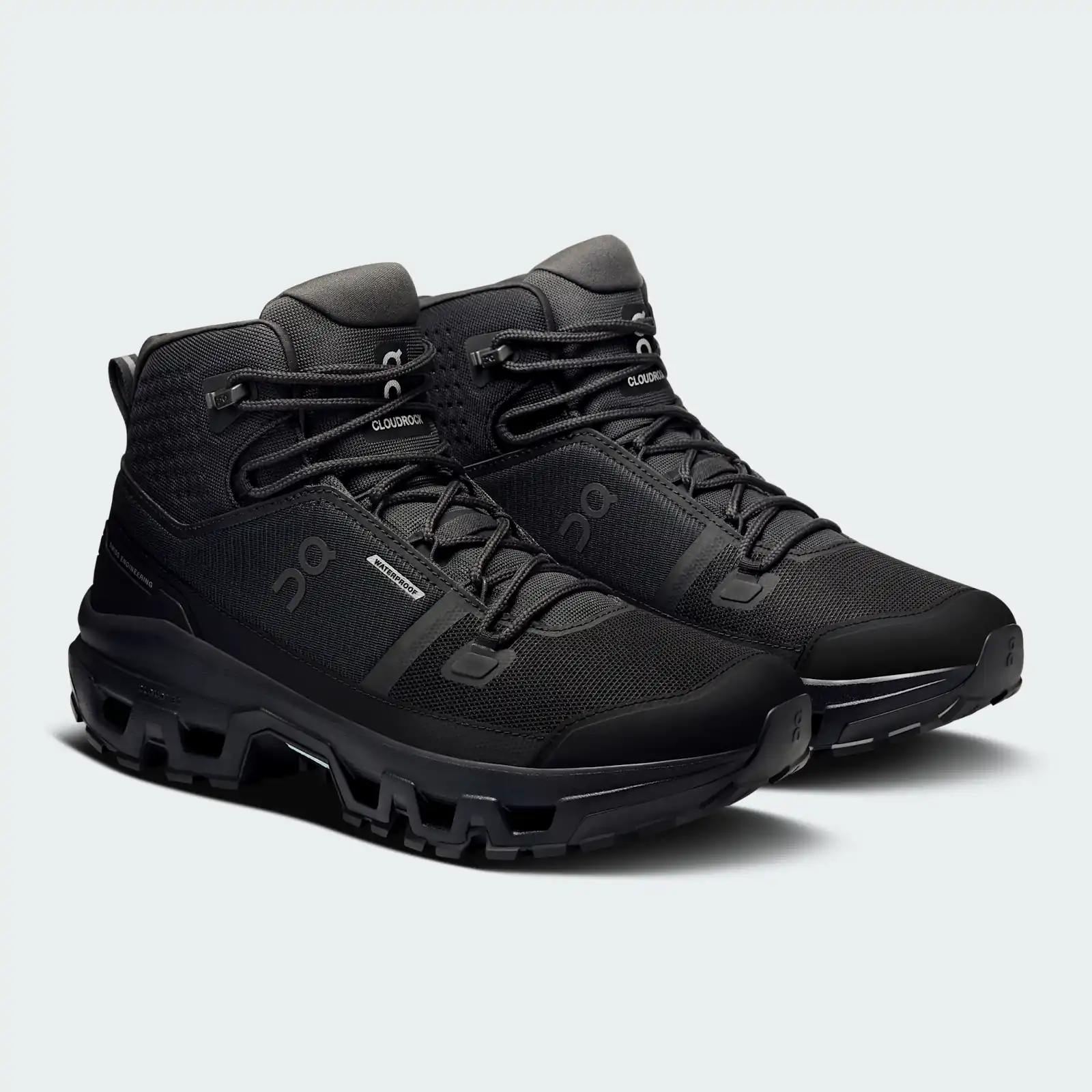 On Cloudrock Mid Waterproof Black Black, angle